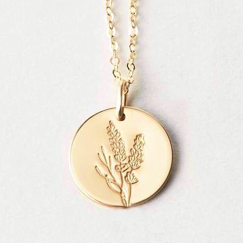 Lavender Floral Boho Plant Charm Pendant Necklace